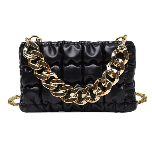LUXE GIRL QUILTED CROSSBODY BLACK