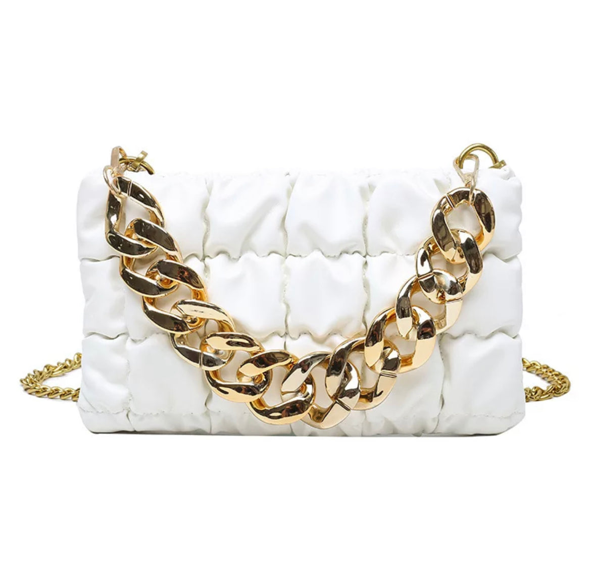 LUXE GIRL QUILTED CROSSBODY WHITE