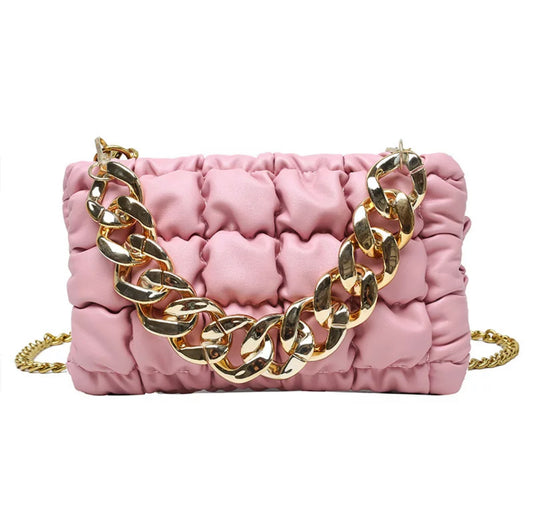 LUXE GIRL QUILTED CROSSBODY PINK